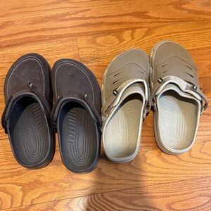 CROCS Men's Dual-Tone Slip-On Sandals - Brown and Tan